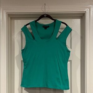 Boston Proper Teal Cold-Shoulder V-Neck Tank